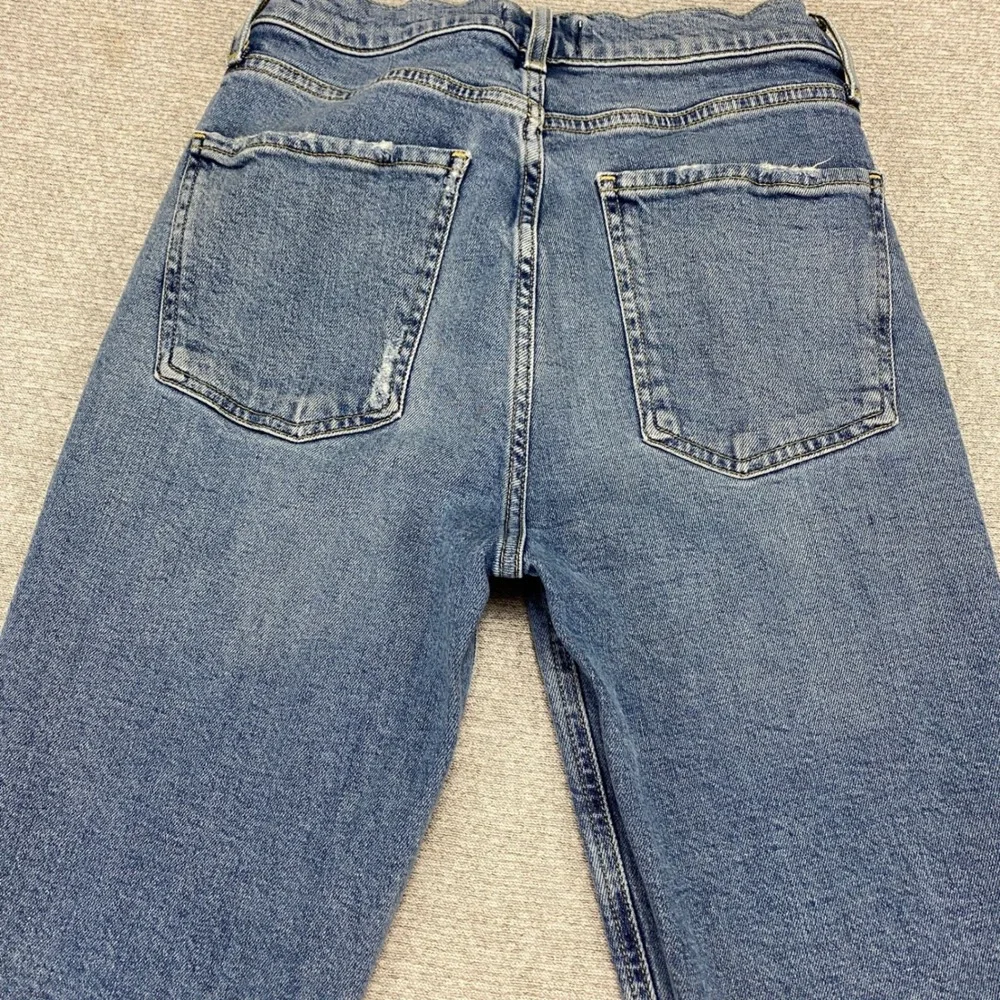 Agolde High Rise Skinny Jeans Button Fly Distressed Raw Hem Medium Wash Size‎ 26